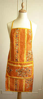 French Apron, Provence fabric (olives 2005. terracotta x orange) - Click Image to Close